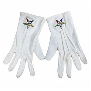 High Quality Low Price Custom Embroidery Logo White Cotton <b>Masonic</b> Full Finger Driving Casual Gloves - Product Image 1