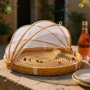 Woven rush food <b>cover</b> with bamboo rim Kitchenware and <b>table</b> decoration Wholesale eco-friendly Made in Vietnam - Product Image 6