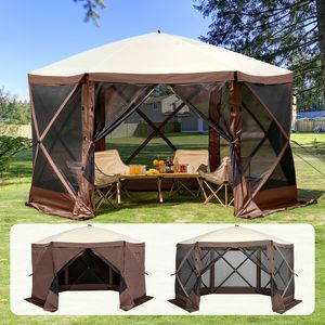 Gazebo Pop-Up a Strato Singolo con Tenda a 6 Lati 12.5x1 con Teli Antivento Rimovibili e Finestre a Rete, Riparo Solare - Product Image 2