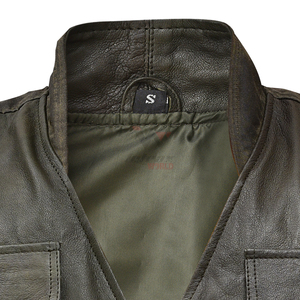 Chaleco de Cuero Genuino para Hombre, Cuello Alto, Cierre Completo, Casual, para Pesca, Senderismo, Ajuste Regular, Multibolsillos, Chaleco Utilitario para Exteriores - Product Image 4