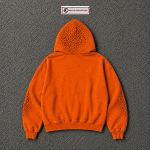 Sudadera con Capucha Oversize Naranja con Estampado de Estrellas Brillantes y Bolsillo Frontal, Sudadera de Algodón French Terry para Hombre, Corte Regular, Otoño - Product Image 6