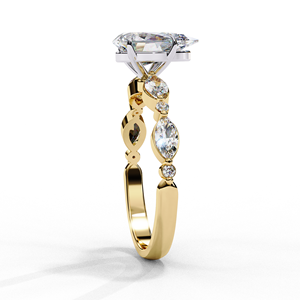 Anillo de Compromiso con Diamante Cultivado en Laboratorio Certificado por IGI, Oro Sólido de 14k, Corte Pera con Detalles Marquise, Fabricante de Joyería Personalizada - Product Image 4