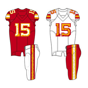Custom Sublimated American Football Uniform Men's <b>Red</b> Orange Jersey Pants V-Neck Sleeveless Moisture Wicking 100% Polyester - Product Image 2