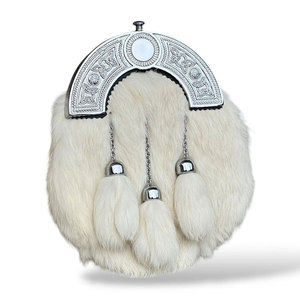 Men's Scottish White Fur Sporran 3 Tassels Sporran With <b>Chain</b> <b>Belt</b> Hot Selling Highland Outfit Costume Accessories - Product Image 1