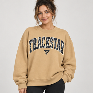 Sudadera de cuello redondo con letras de polka dots color camel para mujer, manga larga, logotipo personalizado - Product Image 2