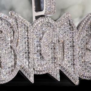 Colgante Personalizado con Nombre en Letra de Plata de Ley 925 con Diamante Moissanita para Hombre, Estilo Hip Hop, Colgantes y Dijes - Product Image 4