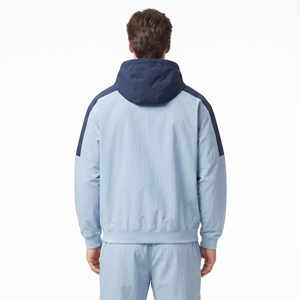 Sudadera con Capucha Oversize de Dos Tonos para Hombre, de Nylon Grueso, Hombros Caídos, Manga Larga, Estilo Casual Urbano - Product Image 2
