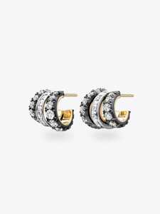 Sparkling Diamond Trip Set <b>Hoop</b> <b>Earring</b> 14k <b>Solid</b> Gold Princess Round Lab Grown Modern Luxury Vintage Inspired Push Back Huggies - Product Image 3