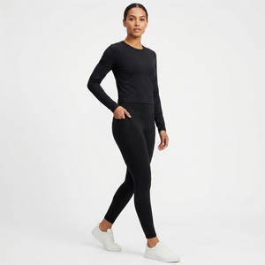 High Waist Plus Size Women's Yoga <b>Leggings</b> Elastic Waist Solid Spandex/Nylon Full Length Tummy <b>Control</b> Fitness Pants - Product Image 5