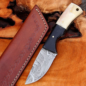 Couteau de chasse en acier Damas, lame de 90 mm à pointe tombante avec manche en os, couteaux d'extérieur faits à la main à prix abordable - Product Image 6