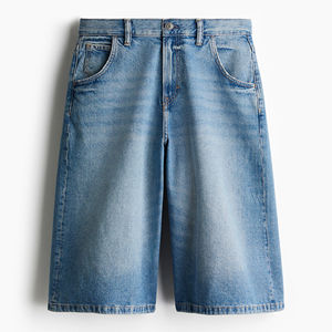 Shorts en jean délavé foncé pour homme, style OEM, taille haute, coupe droite, en coton, décontracté, style été, personnalisable, jean de haute qualité - Product Image 3