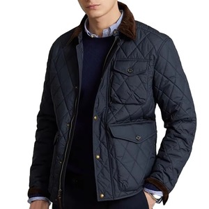 Men's Formal <b>Quilted</b> Jacket Solid Color Turn-down Collar Polyester Wadding Anti-Uv Breathable Quick Dry Regular Fit <b>Single</b> - Product Image 3