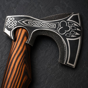 Hacha Vikinga Decorativa – Regalo Único para Papá, Hoja de Acero al Carbono con Mango de Cuero, Perfecta para Bushcraft o Exhibición - Product Image 2