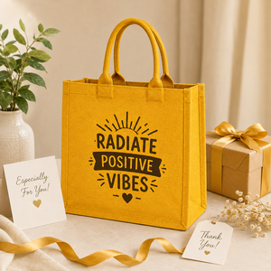 AMANI Radiate Positive Vibes <b>Jute</b> Shopping <b>Bag</b> <b>Large</b> Hand Length Handle Supermarket Gift Promotion Grocery Tote - Product Image 4