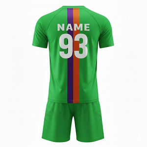 Conjunto de Camiseta de Fútbol Verde Personalizada con Franjas Moradas y Naranjas, Nombre del Equipo 93, Impresión Sublimada, Uniforme de Manga Corta para Hombre - Product Image 4