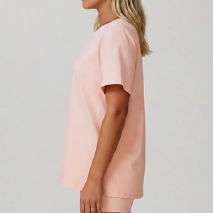 Camiseta de Verano para Mujer, Corte Regular, Cuello Redondo, 100% Algodón Ecológico, Suave, de Secado Rápido, Transpirable, con Apliques, OEM/ODM - Product Image 6