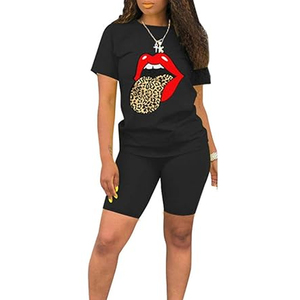 Women Plain Color T Shirt and Biker Shorts <b>Set</b> Loose Fit Casual Summer Outfit Wholesale - Product Image 1