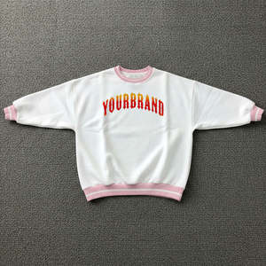 Sweat-shirt pour femme 100% coton molletonné style Hip Hop 2026, haute qualité, couleur blanc uni, col côtelé, coupe ample - Product Image 1