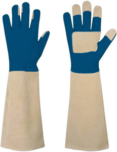 Top Grade Double Palm Heat & <b>Fire</b> Proof Reinforced Cowhide Grain & Split Leather Welder Gloves Safety for Warehouse Work - Product Image 3