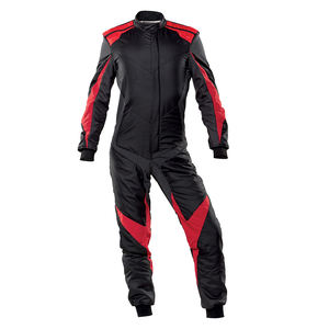Traje de Carreras de Karting Unisex de Alta Calidad, Resistente al Viento y Transpirable, de Poliéster/Nailon, Color Negro y Rojo, Talla Grande, con Cierre Frontal Ajustado - Product Image 1