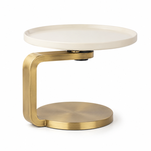 Eleve los interiores modernos con esta elegante estantería de exhibición de dos niveles de metal y mármol, diseñada con un marco arquitectónico limpio. - Product Image 6