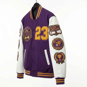 Custom Men's Winter <b>Varsity</b> <b>Jacket</b> Chenille Embroidered Logo Wool Body Leather Sleeves <b>Vintage</b> Baseball Letterman <b>Jacket</b> - Product Image 2