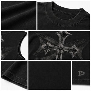 Custom OEM <b>Y2K</b> Streetwear Muscle Tee Rhinestone Embellished Vintage Washed 100% Cotton Jersey Sleeveless Unisex Oversized <b>Shirt</b> - Product Image 6