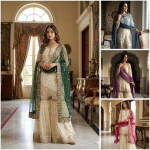 New Collection In Pure Fendy Silk With Heavy Embroidery Sequence Work <b>Top</b> Bottom And Dupatta Set Fully Stitched Ready to Wear - Product Image 6