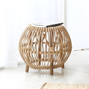 Hand Made From Vietnam Natural Rattan Short <b>Stool</b> <b>Ottoman</b> Chairs for Garden Outdoor Cafe Decoration - Product Image 2