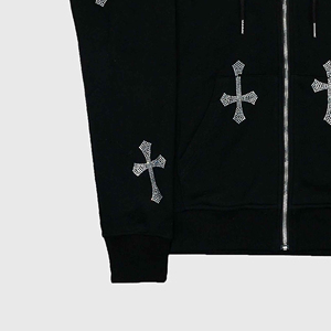 Sweat à capuche d'hiver de luxe personnalisé avec strass et cristaux, streetwear tendance, pull en coton écologique pour homme, qualité supérieure - Product Image 5