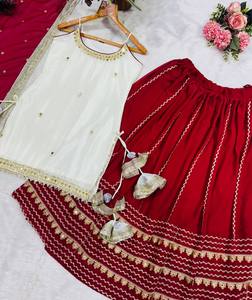 Silk Salwar Kameez Set Heavy Flared Floor-Length Ethnic Outfit with Dupatta for Wedding Graduation Diwali Party Festive Wear - Product Image 5