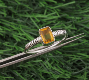 Anillo de Citrino Amarillo Natural, Plata de Ley 925, Anillos Clásicos Minimalistas y Delicados para Mujer, Piedra de Nacimiento de Noviembre - Product Image 2