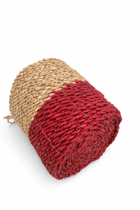 LOLLY RED Handwoven Seagrass Storage <b>Basket</b> Two Tone Natural and Red <b>Woven</b> <b>Basket</b> Decorative Organizer for Home Decor Laundry - Product Image 2
