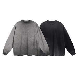 Unisex Durable Cotton/Poly Boxy Fit Rash Guard Heavy Weight Long Sleeve Tee Embroidered Custom Logo Breathable Washed Design for - Product Image 1