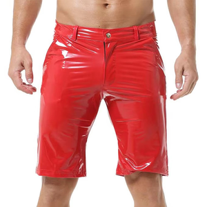 Red Premium Quality Bulk Quantity Men Leather <b>Shorts</b> Cheap Price Mid Waist Bermuda Style Formal Breathable Hot <b>Shorts</b> - Product Image 1