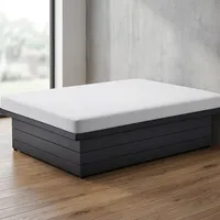 Sommier de lit en métal pliable et réglable XL moderne, 16 pouces, robuste, à plateau plat, cadre noir thermolaqué pour l'hôtellerie