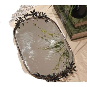 ตกแต่งบ้านถาดเสิร์ฟอาหารสแตนเลสรูปไข่ถาดออกแบบดอกไม้จับสําหรับอุปกรณ์รอมฎอน - Product Image 1