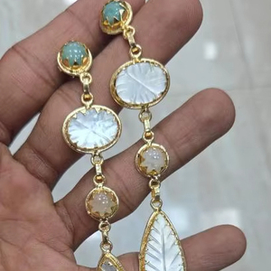 Natural Brass <b>Earrings</b> Women Trendy Fashion Jewellery Textured Finish <b>Hook</b> Statement Wedding Dangle Exima Unique Design - Product Image 4