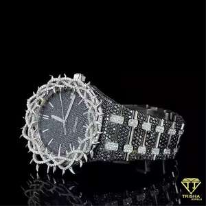 Reloj de Diseño para Hombre con Incrustaciones de Diamantes, Bisel con Puntas, Diamantes Cultivados en Laboratorio VVS, Plata 925, Automático - Product Image 3