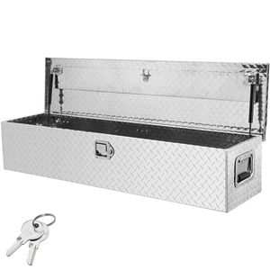 Heavy-Duty Aluminum Truck Bed Tool Box with Diamond <b>Plate</b> <b>Side</b> Handle Lock Keys Storage Chest Box with Organ Feature - Product Image 5
