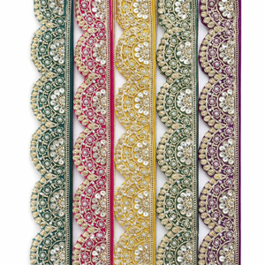 Ruban en dentelle brodée de sequins festonnés multicolores, ruban en maille florale de luxe, accessoires pour robe de mariée - Product Image 1