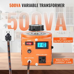 Trasformatore di Tensione Variabile Automatico 500VA, 3.84 Amp, Ingresso 110V, Uscita 0-130V, Regolatore di Tensione AC con Display LCD, 4 Fusibili Extra - Product Image 3