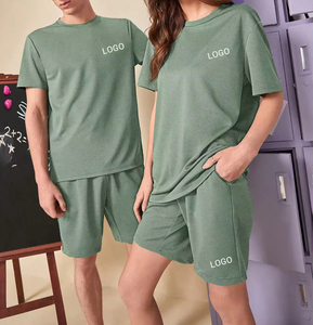 Hot Selling New Arrival Men's and Women's T-Shirt & Shorts <b>Set</b> Summer 100% Cotton Simple Solid Color Unisex T-Shirt Shorts <b>sets</b> - Product Image 5