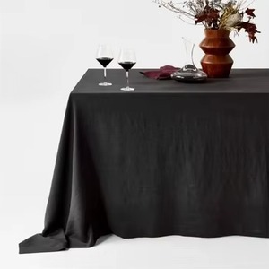 Bohemian Black <b>Tablecloth</b> for Home Hotel Restaurant Handmade Kitchen Table Decor Cloth Washed Cotton <b>Tablecloth</b> - Product Image 3