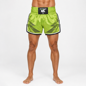 Shorts de boxe thaïlandaise pour hommes, vert, imprimé par sublimation, respirant, vêtements de combat MMA, coupe régulière, vente en gros, shorts de boxe thaïlandaise pour adultes - Product Image 1