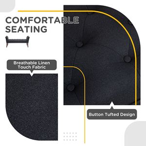 Panca Nera Imbottita per Camera da Letto e Ingresso con Design Trapuntato a Bottoni, Panca Finale per Letto con Braccioli e Gambe in Legno Massello per Soggiorno - Product Image 5