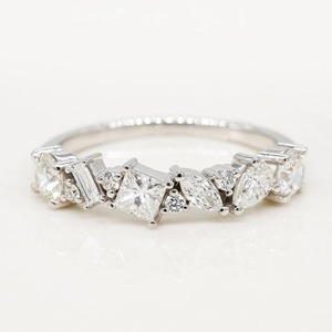 Multi <b>Stone</b> Wedding Band 1.35 ct 925 Silver Mixed Shape Ring Pear Marquise Round Princess Baguette Cuts - Product Image 1