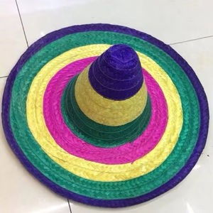 Sombrero de paja colorido al por mayor para decoración de restaurantes y bares, fiestas informales, eventos, con bordado de logotipo. - Product Image 1