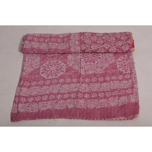 Couverture Kantha florale vintage faite à la main en coton, jeté indien réversible, couvre-lit bohème, couverture - Product Image 4