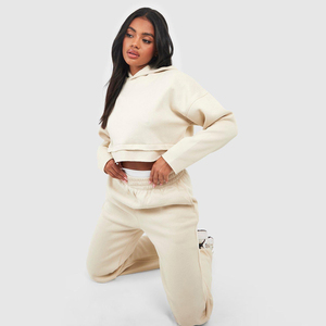 Hot Selling Women's Long Sleeve Fleece Track Suit <b>Set</b> Custom Logo <b>Embroidery</b> Hot Sale Print Fit 2pcs Quick Dry Tracksuit <b>Sets</b> - Product Image 5